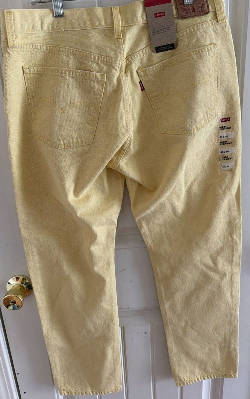 NWT Levi's Women's Middy Straight Jeans 31x30 Yellow Denim Irregular